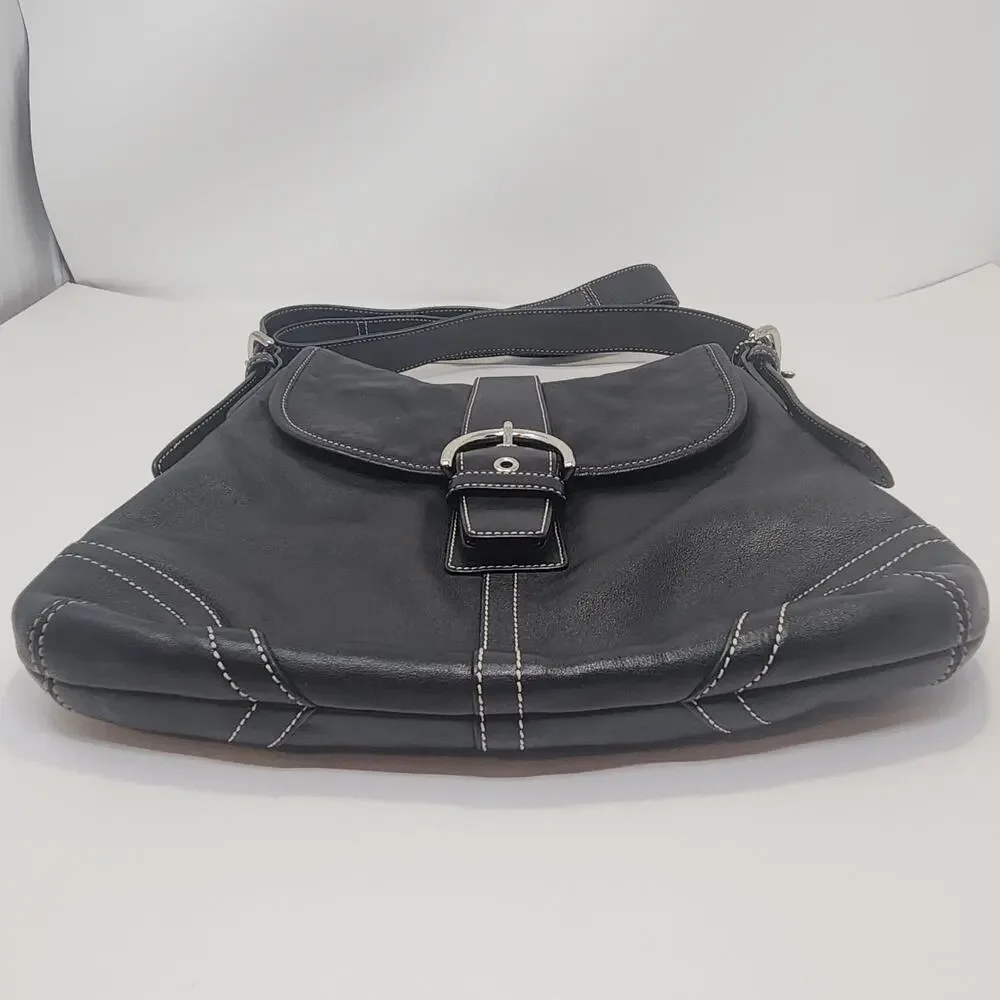 Coach 9480 Soho Flap Satchel Black Leather Crossbody Bag Vintage Designer 1990s